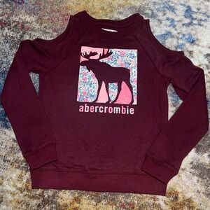 Abercrombie kids sweatshirt, maroon, cutout shoulder style